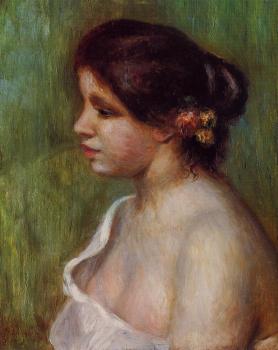Pierre Auguste Renoir : Bust of a Young Woman with Flowered Ear